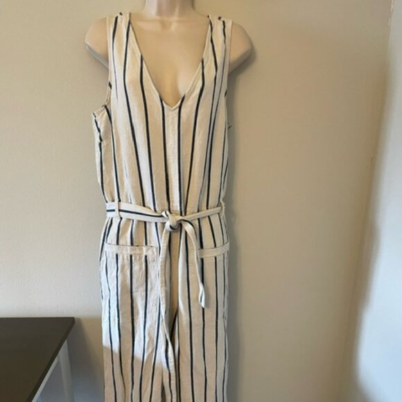 Madewell Pants - Madewell Coverall Button Jumpsuit blue off-White Striped Size XL